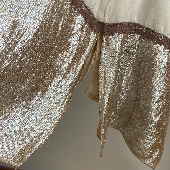 NWT Rozae Nichols luxurious cream and gold silk lined skirt w/back tie Sz Med - Picture 7 of 10